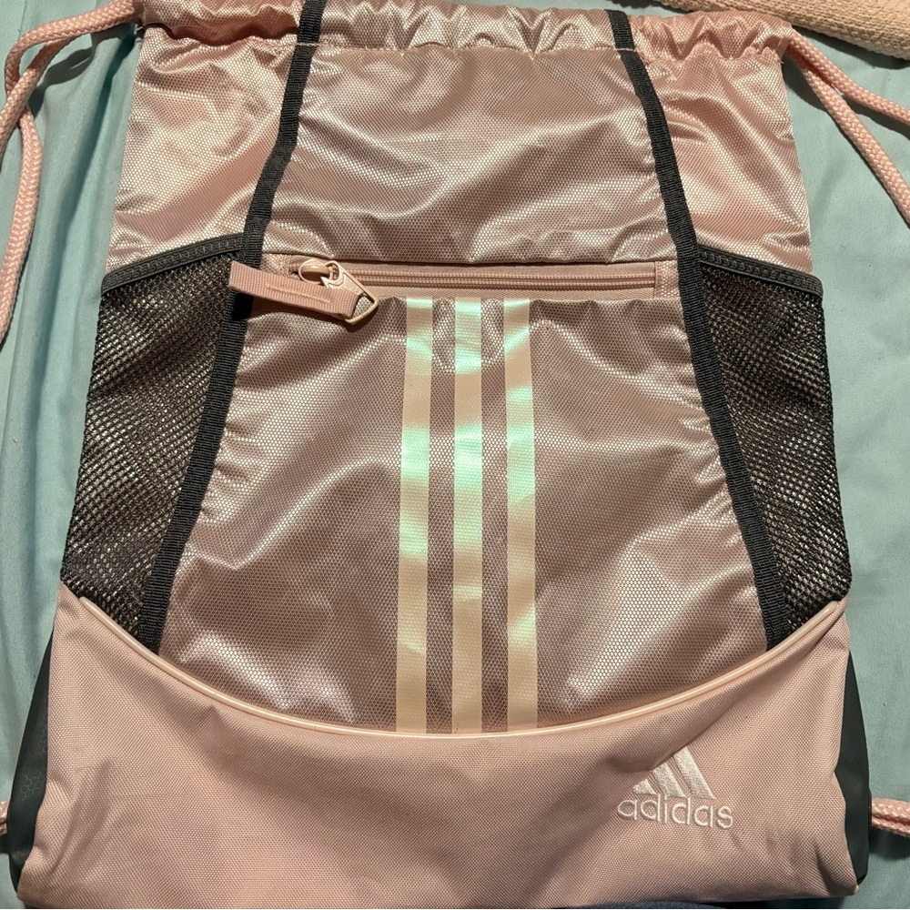 Adidas Light Pink Drawstring Backpack - image 1